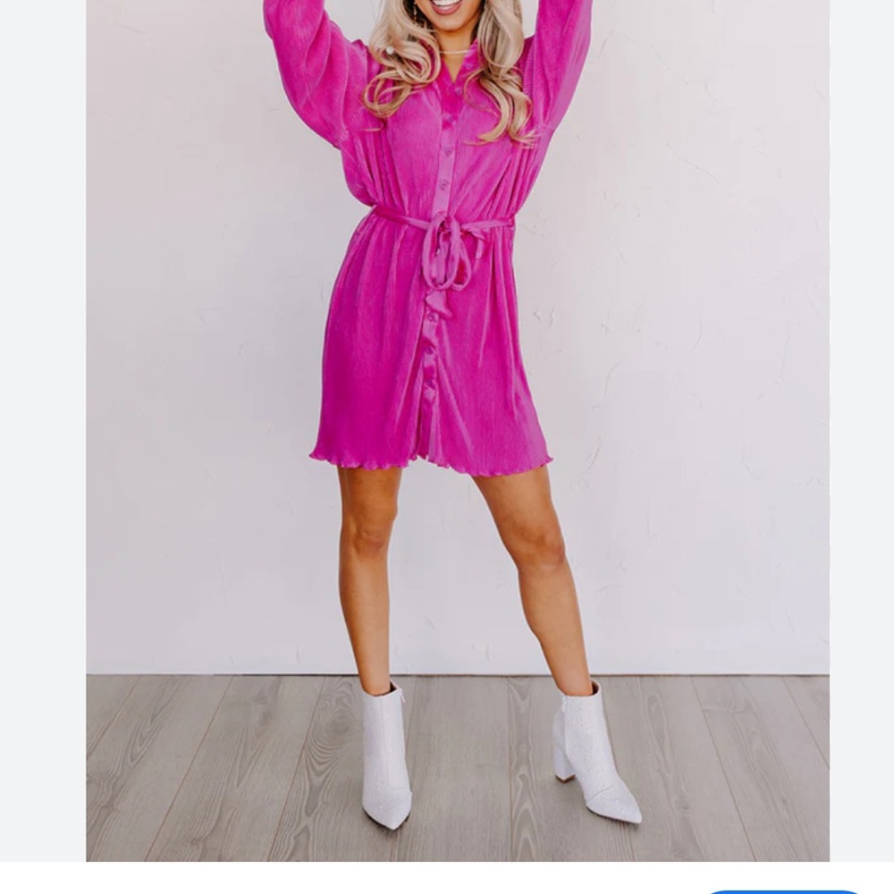 MABLE | Pleated shirt Dress In Fuchsia